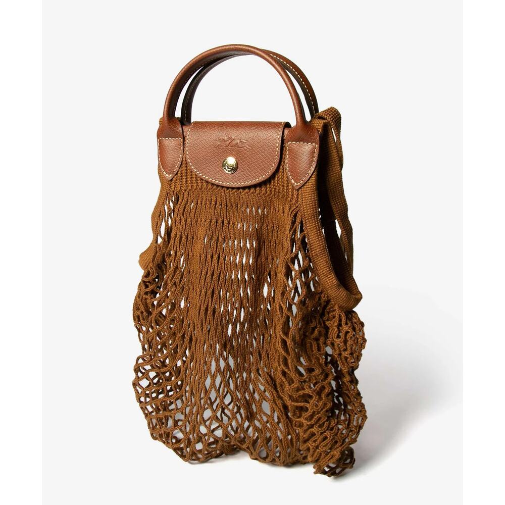 Longchamp Le Pliage Filet Mesh Knit Shoulder Bag in Tobacco - Picture 6 of 8